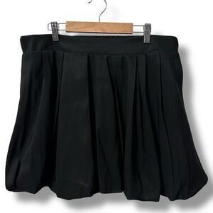 A New Day Black Bubble Skirt Elastic Waist Mini Skirt L Puffball Minimalist